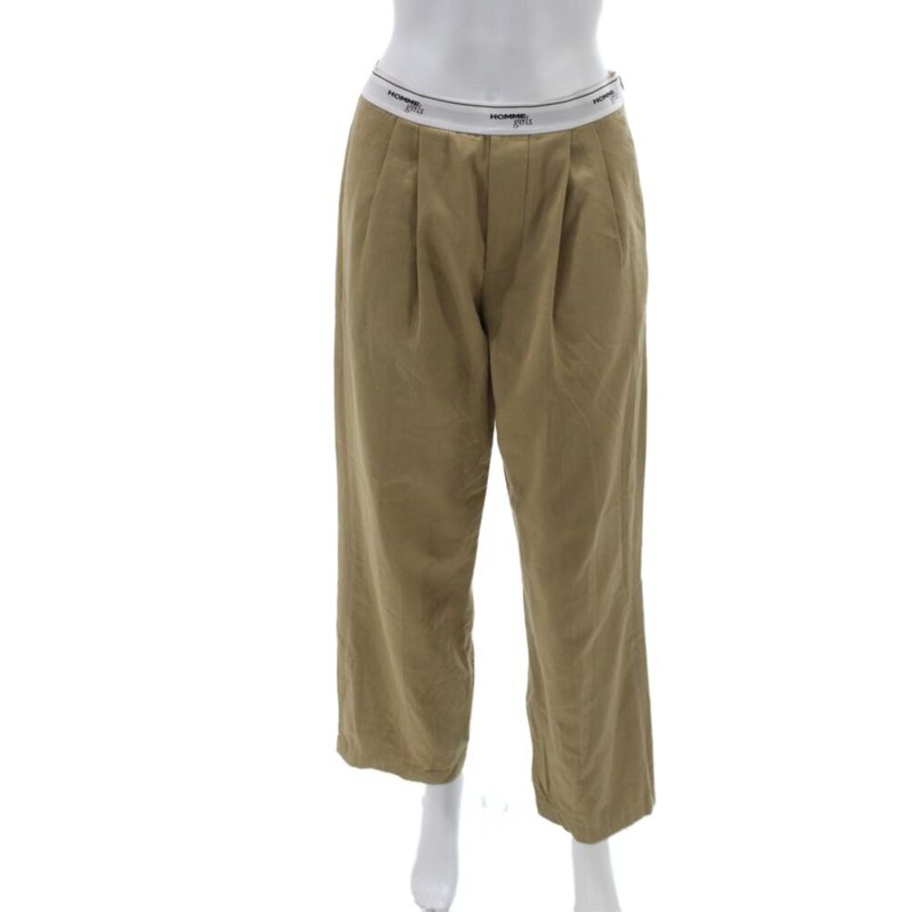 Homme Girls Womens Beige Cotton Chino Pants Zip Closure Size 2
